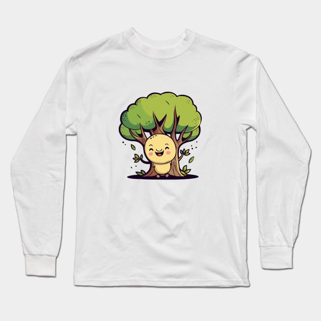 Happy Smiling Moon Face Kid Long Sleeve T-Shirt by Vooble